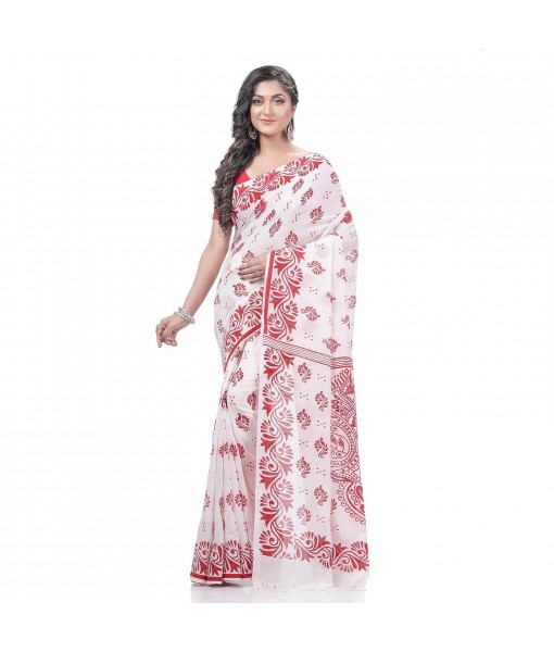 dB DESH BIDESH Women's Pure Cotton Saree Nabapatrika Design Handloom Saree with Blouse Piece