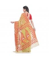 Lojjaboti Leaf Resham Dhakai Jamdani Pure Cotton Handloom Saree Design without Blouse Piece(Green)
