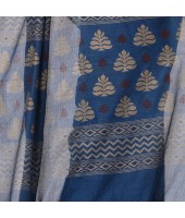 Bengal Tant Abhrak Work Design Soft Pure Handloom Cotton Saree With Blouse Piece (Prussion Blue)
