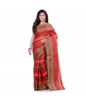 Bengal Tant Pure Handloom Cotton Saree Blossom Design Without Blouse Piece (Red)