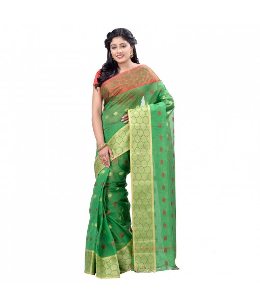 Pure Cotton Traditional Bengal Handloom Tant Ganga Jamuna Design Saree
