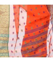 Bengal Handloom Cotton Tant Saree Ganga Jamuna Design Without Blouse Piece (DBGANGAJ6_orange_blue)