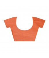 Bengal Ghicha Handloom Cotton Silk Saree With Blouse Piece (Orange Black)