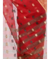 Women Ganga Jamuna Bengal Handloom Cotton Tant Saree Without Blouse Piece (DBGANGAJ1_Red_green)
