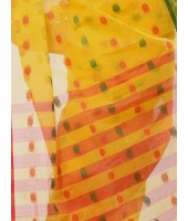 Women Ganga Jamuna Bengal Handloom Cotton Tant Saree Without Blouse Piece (DBGANGAJ5_yellow_red)
