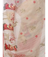 Traditional Bengali Cotton Handloom Sakuntala Tant Saree of Bengal with Blouse Piece (Red White)
