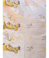 Women's Traditional Bengali Cotton Handloom Sakuntala Tant Saree of Bengal with Blouse Piece (Yellow White)