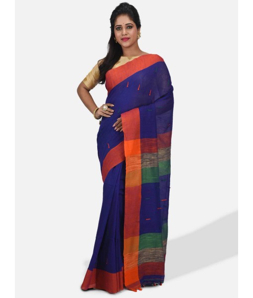 Women Traditional Handloom Woven Design Bengal Khadi Cotton Tant Saree With Blouse Piece