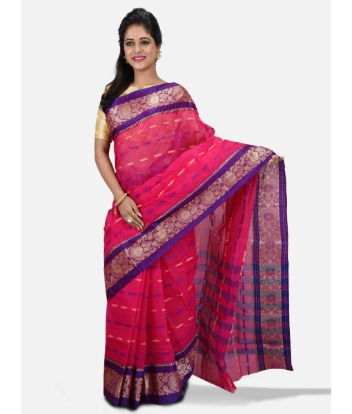 Women`s Handloom Cotton Traditional Bengal Tant Saree With Nakshi Kata Design Saree Without Blouse Piece