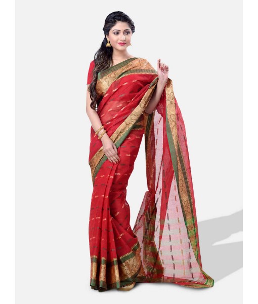 Women Pure Cotton Traditional Handloom Handmade Woven Noksa Design Bengal Tant Saree Without Blouse Pcs