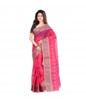 Bengal Tant Woven Bee Kolka Design Pure Handloom Cotton Saree Without Blouse Piece (Pink)
