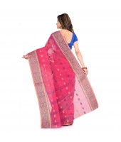 Bengal Tant Woven Bee Kolka Design Pure Handloom Cotton Saree Without Blouse Piece (Pink)