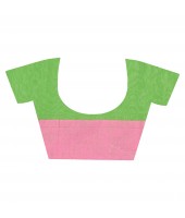 DESH BIDESH Women`s Traditional Bengali Handloom Tant Pure Cotton Saree Pompom Desigined With Blouse Piece (Pink Green)