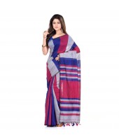 Bengal Khadi Ghicha Handloom Cotton Silk Saree With Blouse Piece (Ink Red Grey)