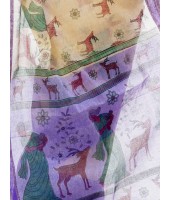 Women Sakuntala Design Pure Handloom Cotton Bengal Tant Saree Without Blouse Piece (Purple Off White)