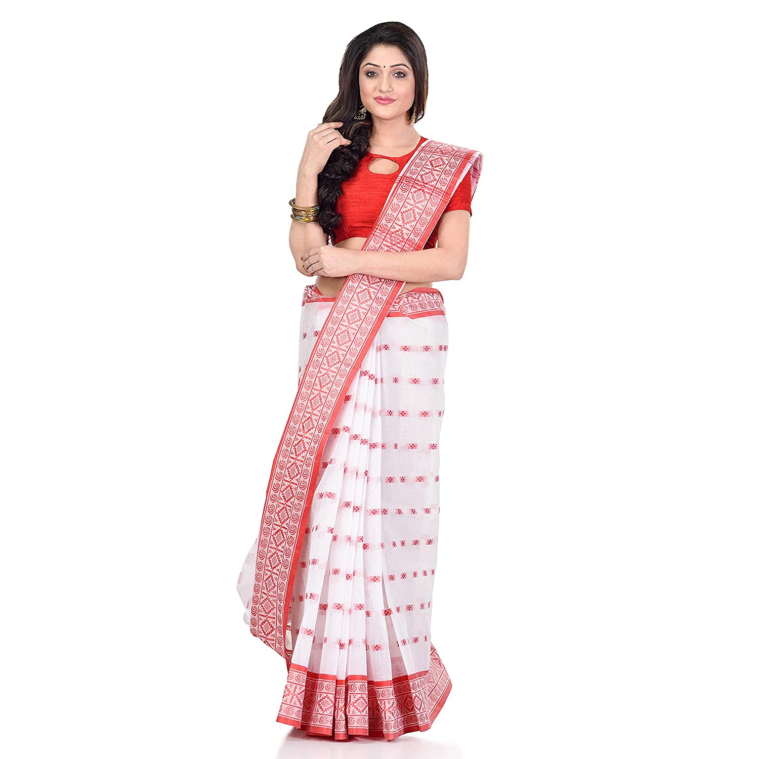 Red Jamdani Sarees For Women