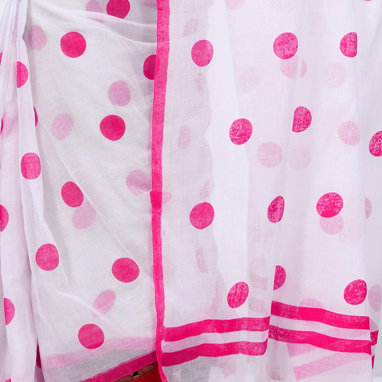 dB DESH BIDESH Women`s Traditional Soft Mulmul Bengal Handloom Pure Cotton Saree Without Blouse Piece (Pink)