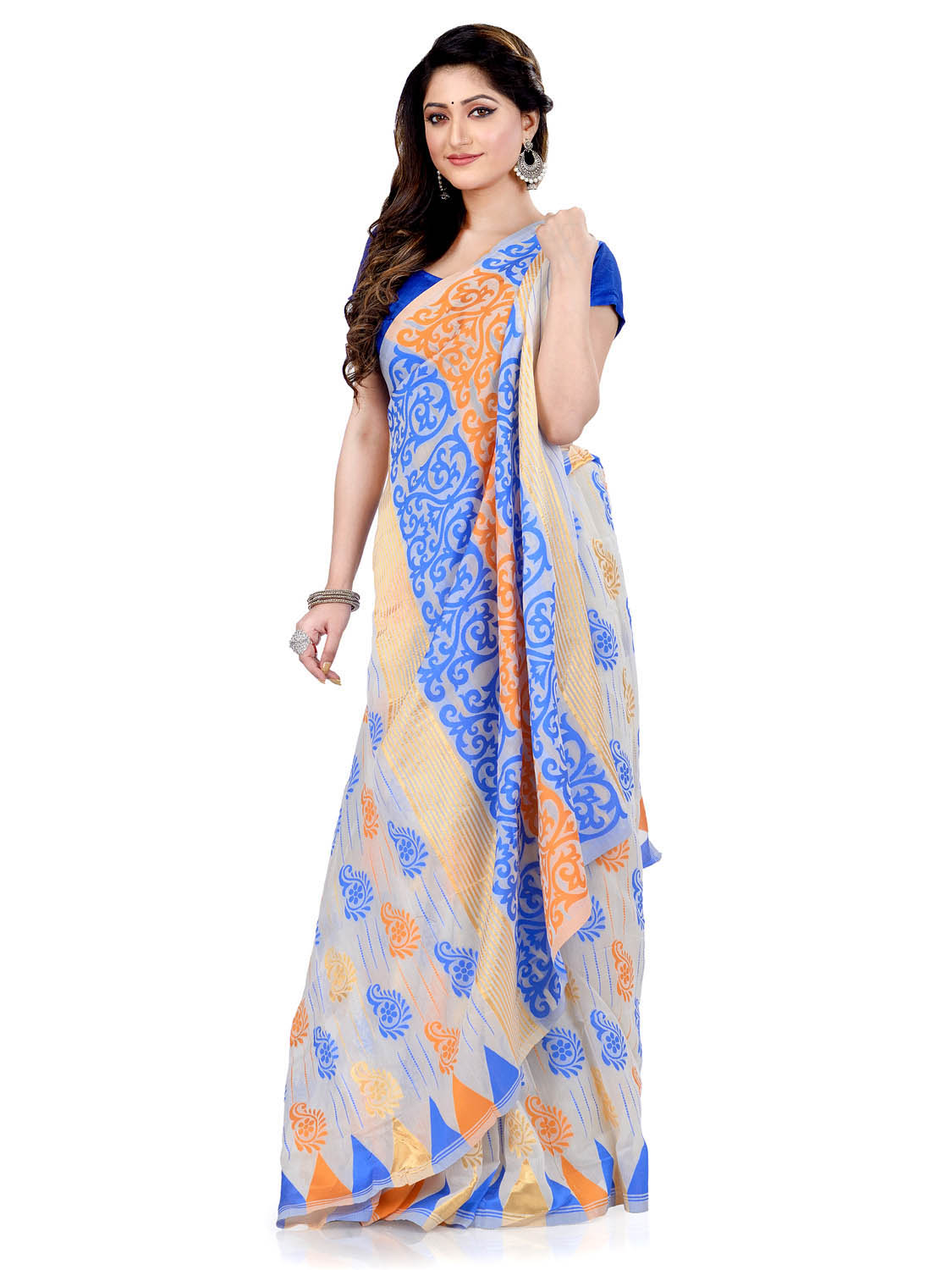 Buy Pinkloom Grey Cotton Woven Dhakai Jamdani Saree for Women Online @ Tata  CLiQ